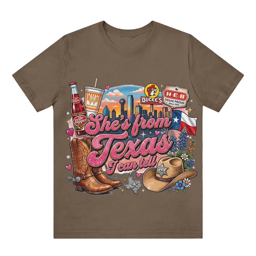 "She's From Texas I Can Tell" Texas T-shirt