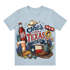She's From Texas Tour Cowgirl Boots Tacos And Soda Unisex Travel T-shirt