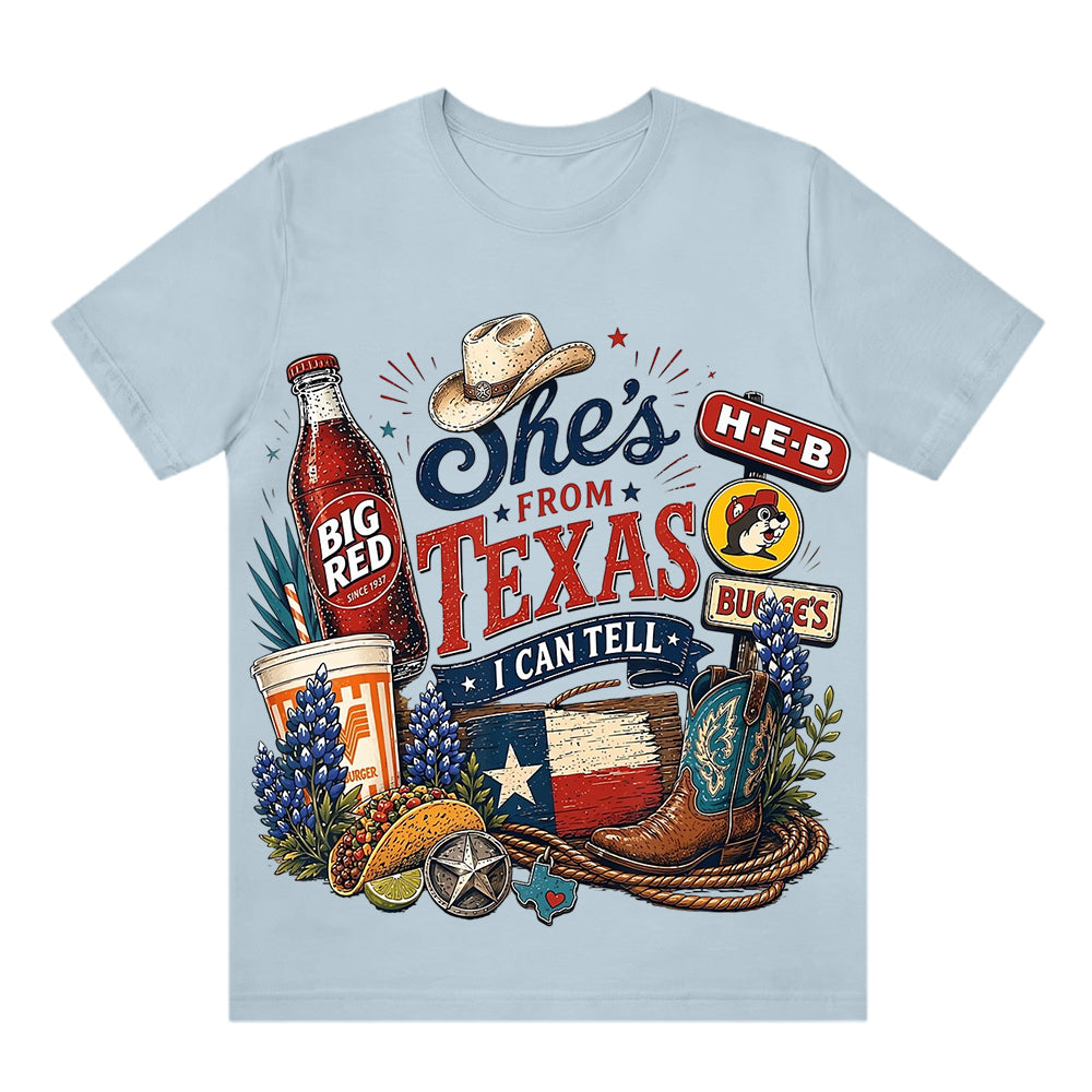 She's From Texas Tour Cowgirl Boots Tacos And Soda Unisex Travel T-shirt