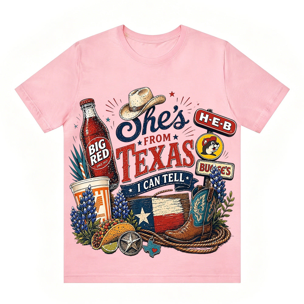 She's From Texas Tour Cowgirl Boots Tacos And Soda Unisex Travel T-shirt