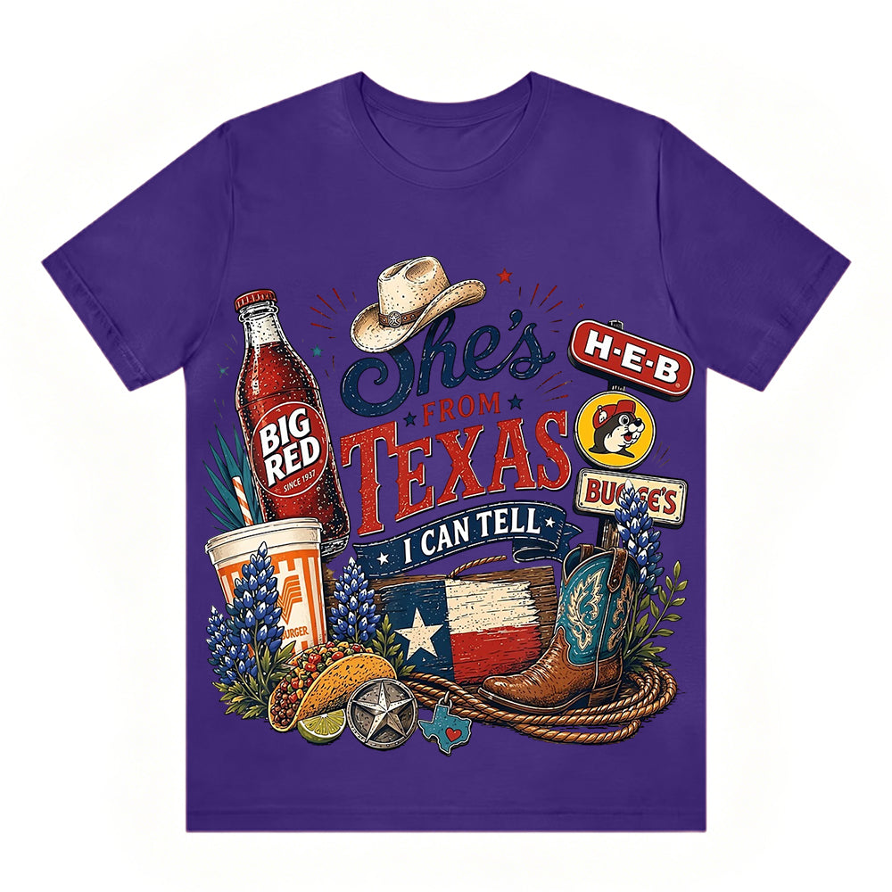 She's From Texas Tour Cowgirl Boots Tacos And Soda Unisex Travel T-shirt