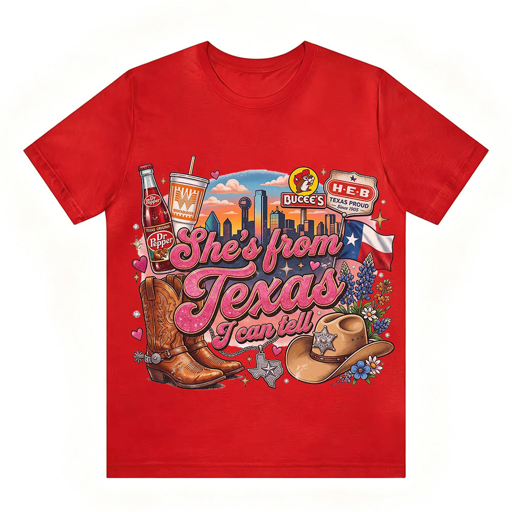"She's From Texas I Can Tell" Texas T-shirt