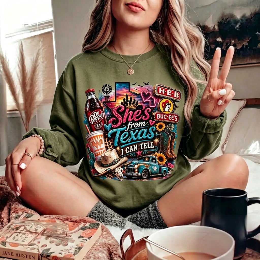 She's From Texas I Can Tell Graphic Sweatshirt