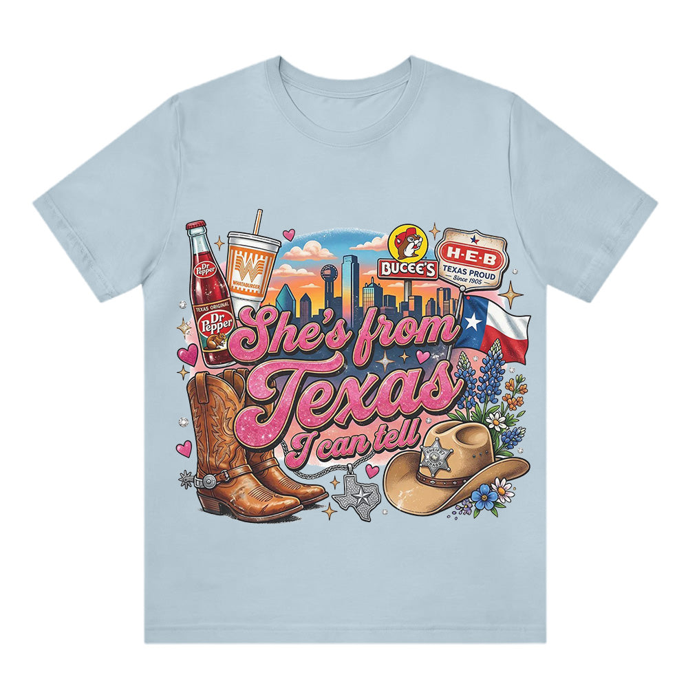 "She's From Texas I Can Tell" Texas T-shirt