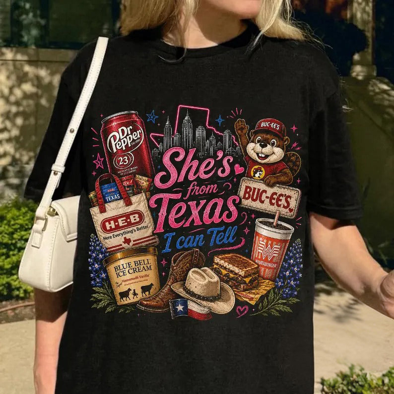 She's From Texas I Can Tell Retro Unisex Washed T-shirt