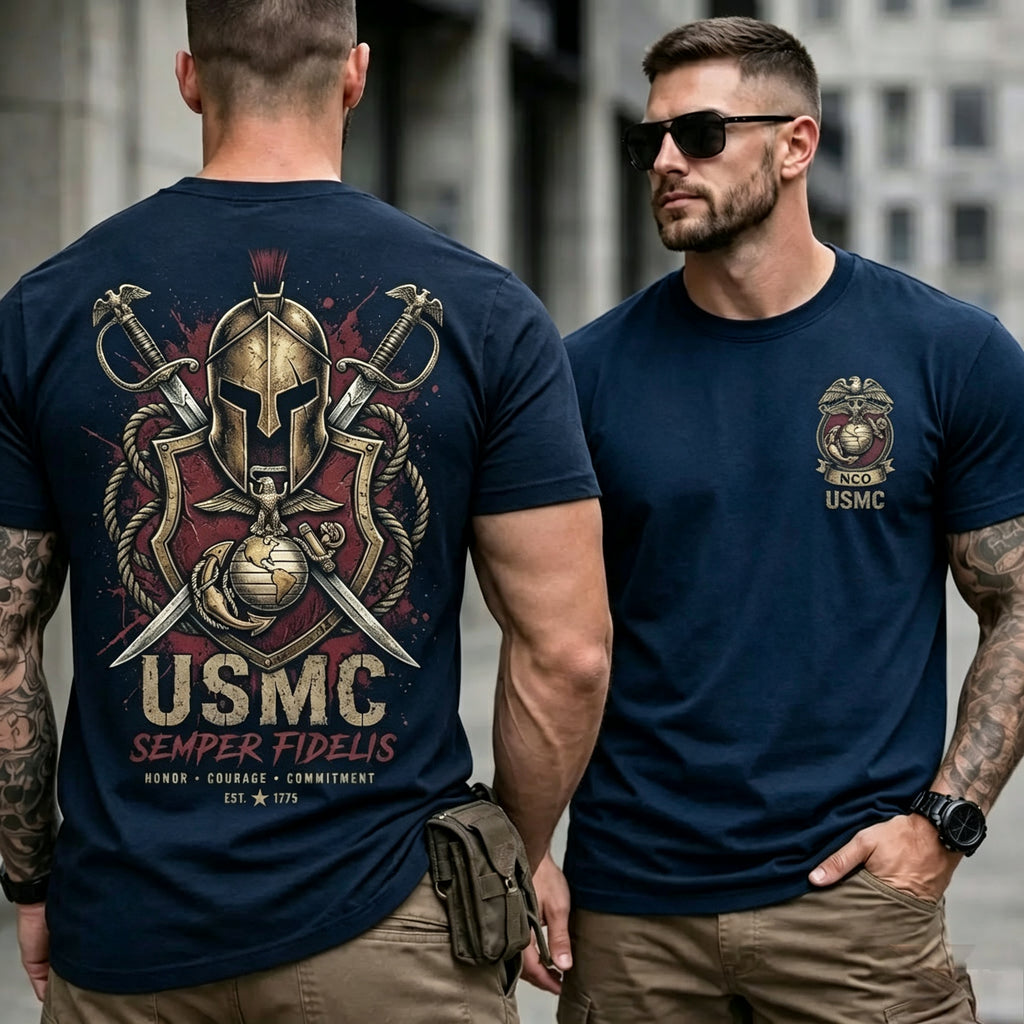 Vintage Warrior Helmet Veteran Print Casual Tee