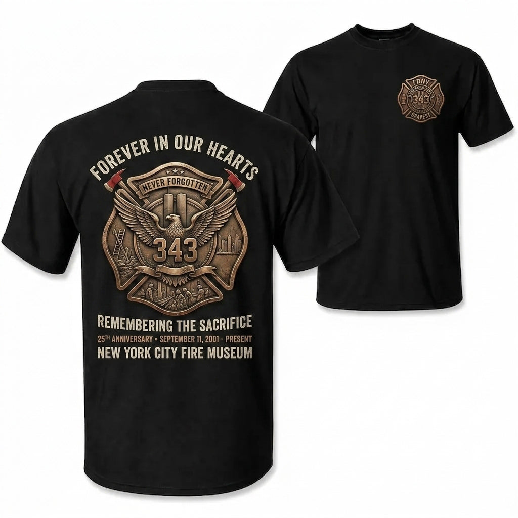 Bronze Eagle Shield Badge Men T‑Shirt
