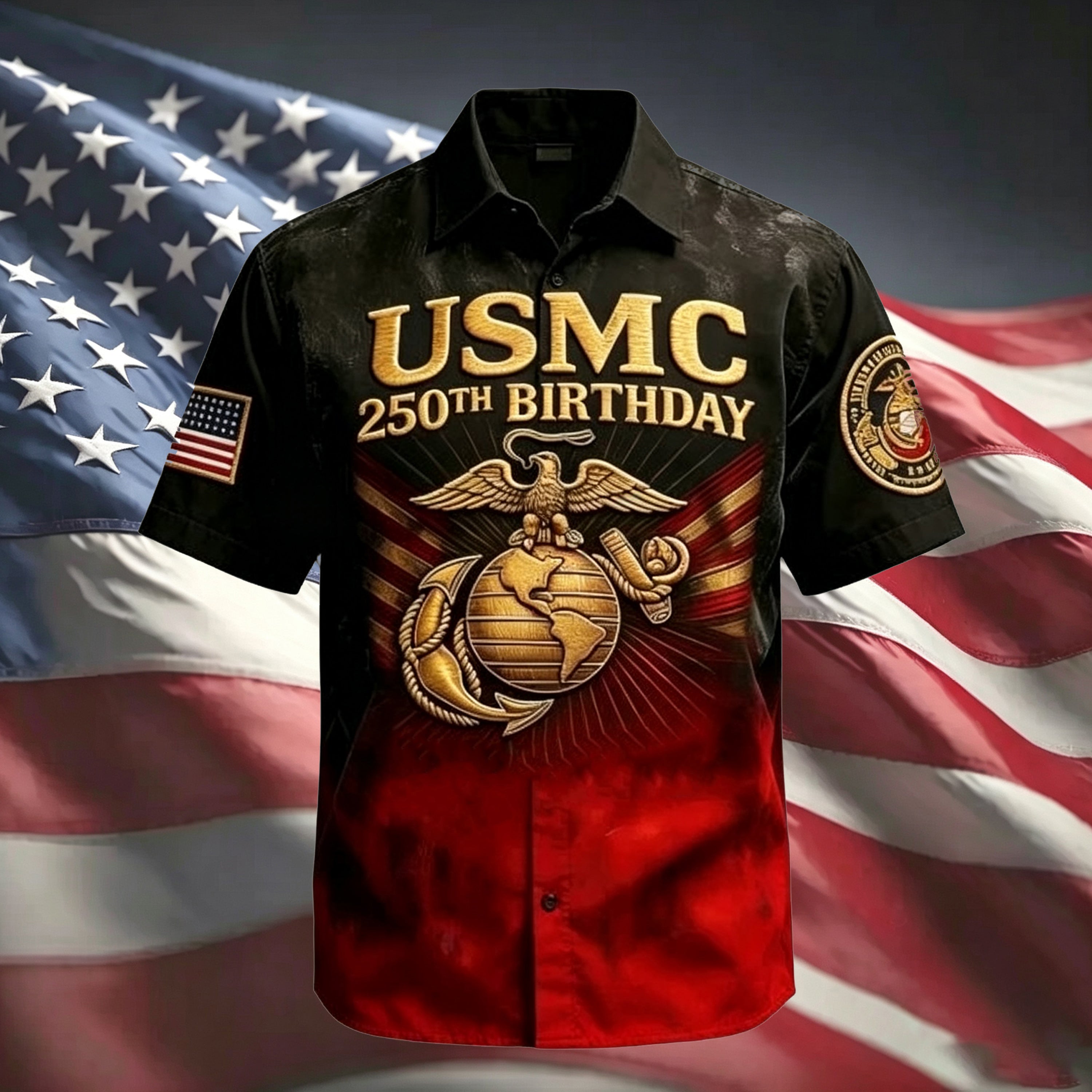 Eagle USMC Veteran 250 Hawaiian Shirt