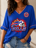 Vintage Football Graphic Women's V‑Neck Top