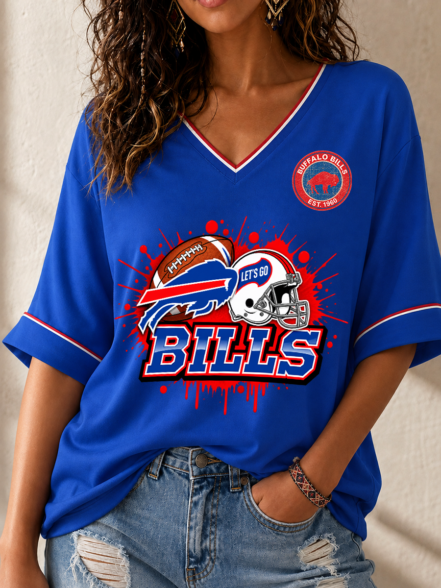 Vintage Football Graphic Women's V‑Neck Top