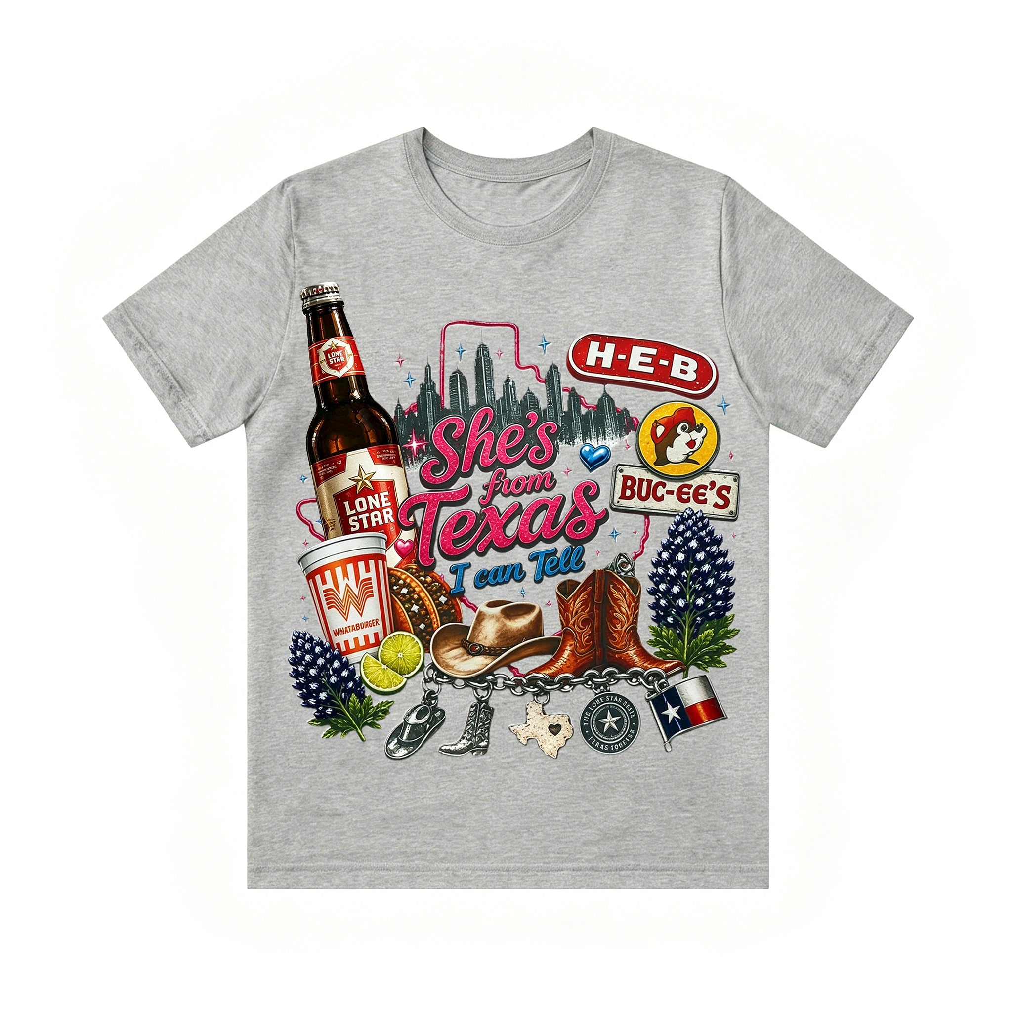 "She's From Texas I Can Tell" Cuffed-sleeve Texas Residents T-shirt