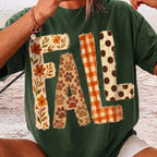 Cute Autumn Floral Paw Print Graphic Tee