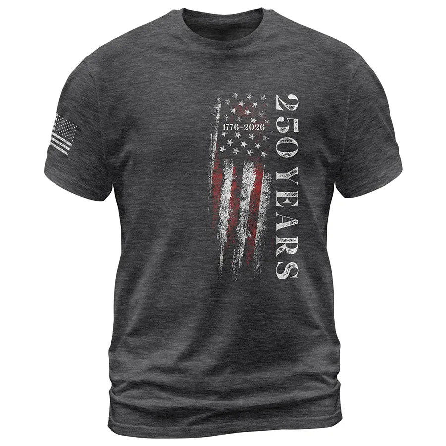 250 Years Vertical Flag T-Shirt – Vintage USA Independence 1776–2026