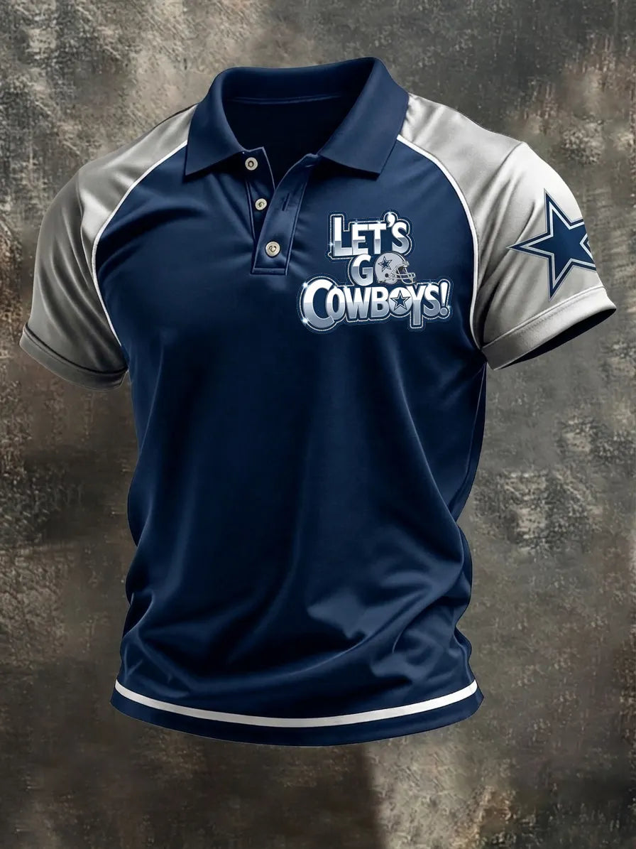 Men's Casual Football Short-Sleeve Polo Shirt