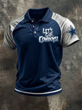 Men's Casual Football Short-Sleeve Polo Shirt