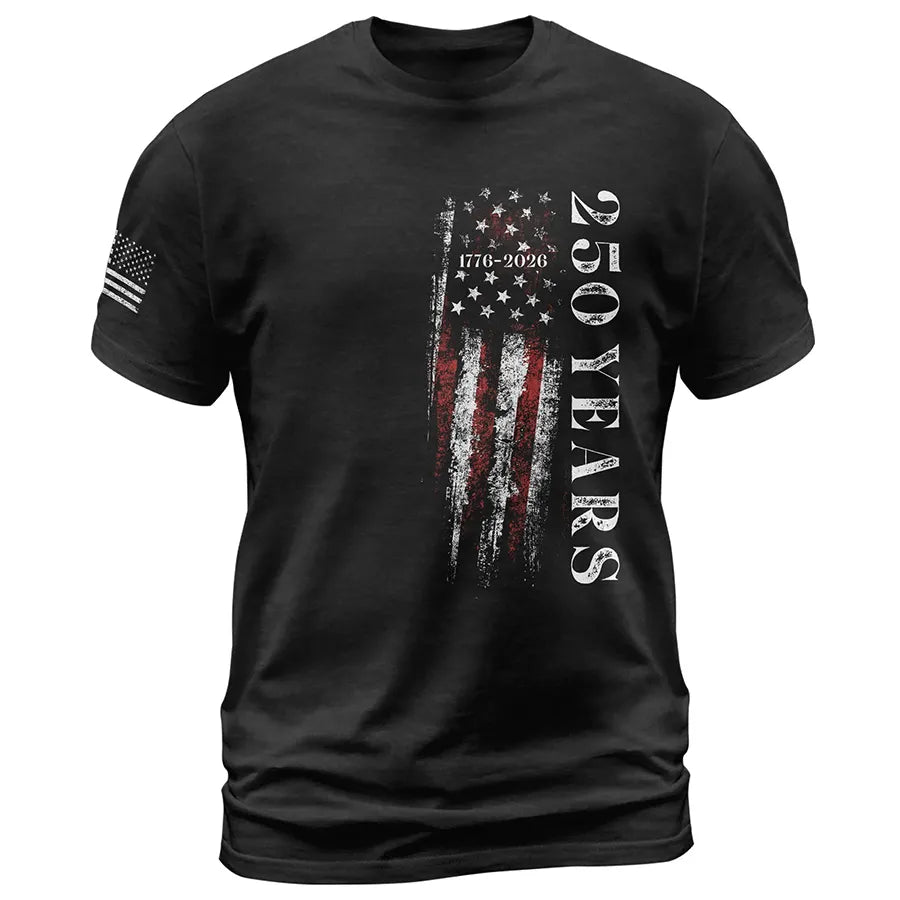 250 Years Vertical Flag T-Shirt – Vintage USA Independence 1776–2026