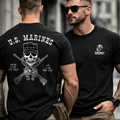 Vintage USMC Skull Rifle Print Men's T‑Shirt
