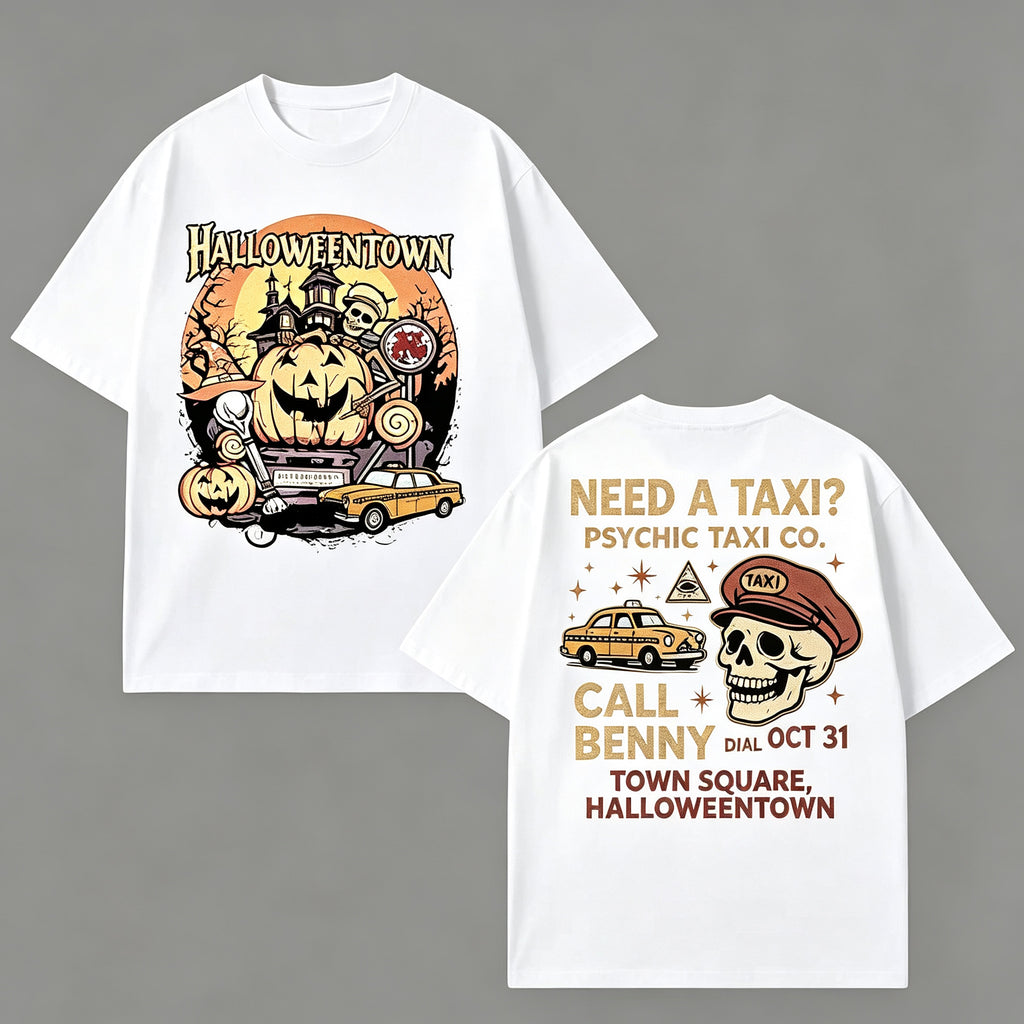 Halloweentown Benny Psychic Taxi Front Back Graphic T‑Shirt
