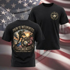 Vintage US Soldier American Flag Print Casual Tee