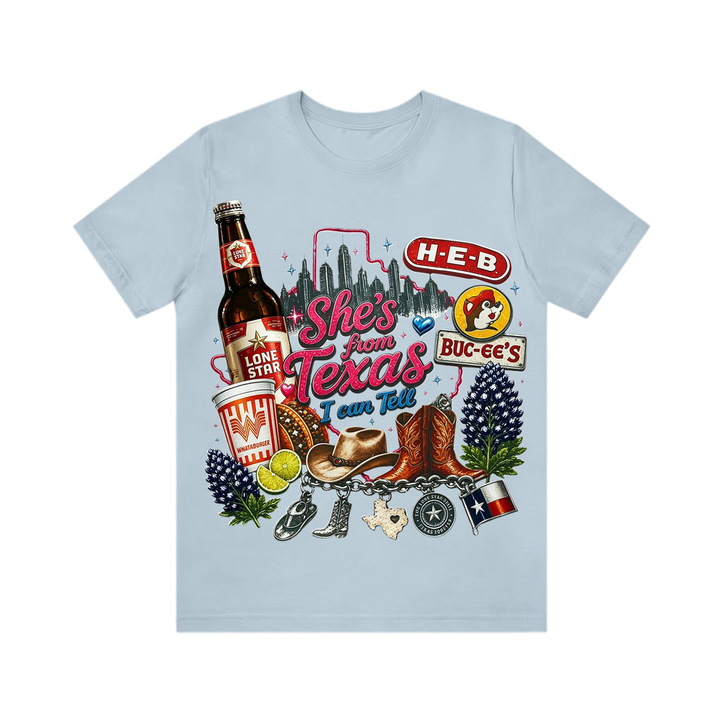 "She's From Texas I Can Tell" Cuffed-sleeve Texas Residents T-shirt