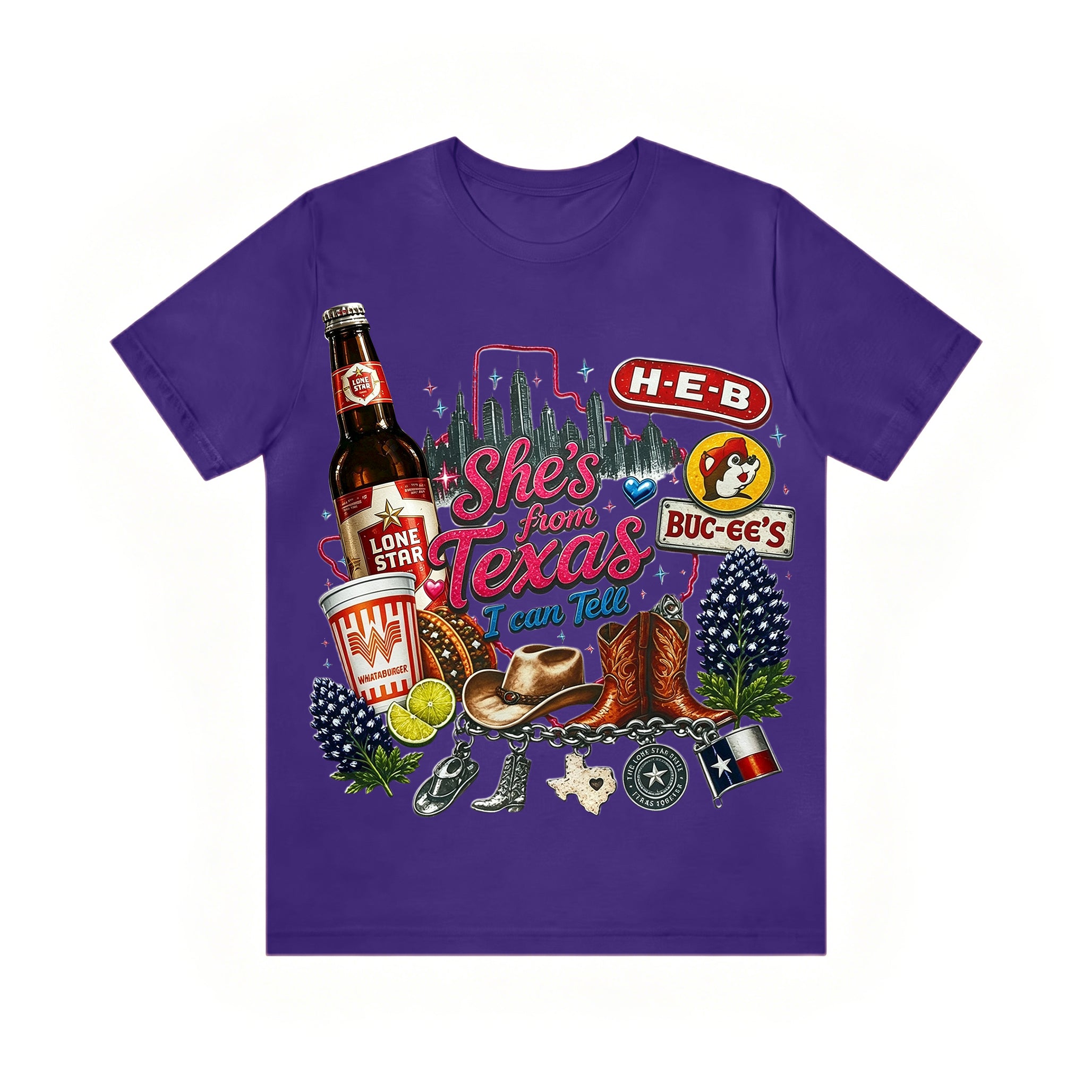 "She's From Texas I Can Tell" Cuffed-sleeve Texas Residents T-shirt