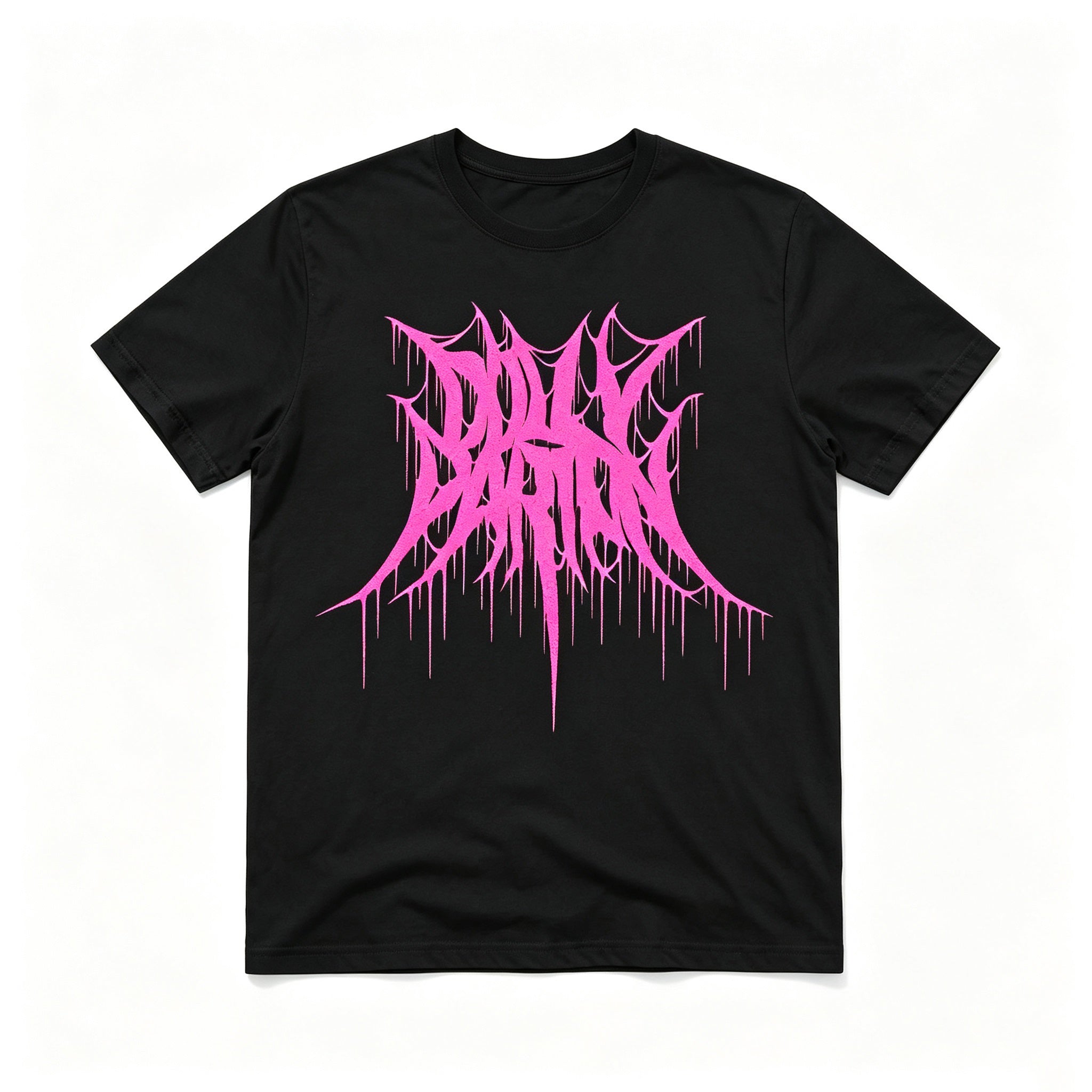 Dolly Parton Pink Death Metal Font Graphic Tee