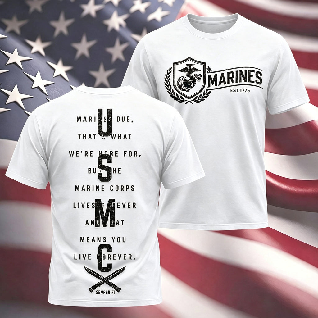 Vintage Marines Quote Badge Print Casual Tee