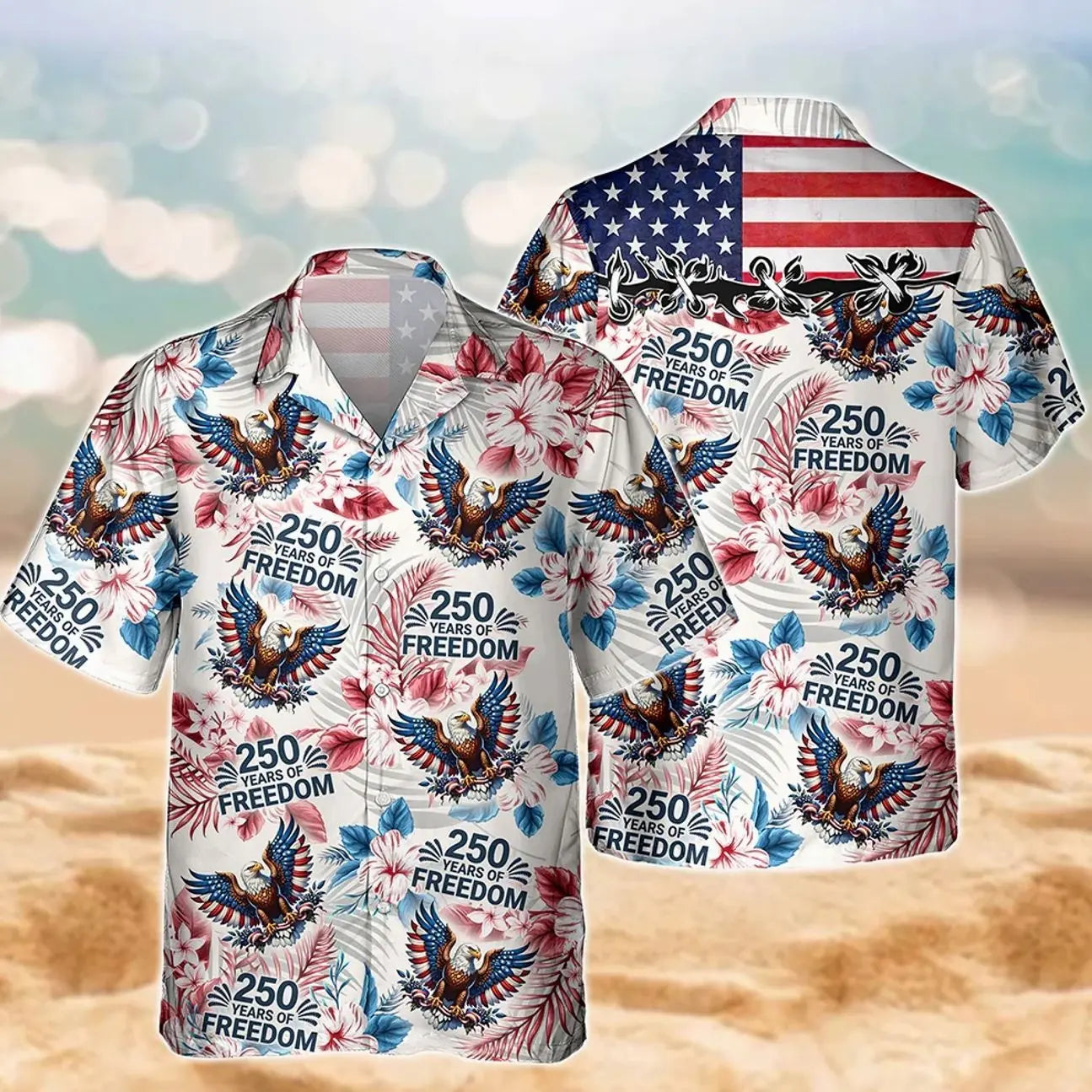 Retro Hawaii 250 Years of Freedom 1776 - 2026 Eagle Patriotic Shirt Statue Of Liberty, US Flag, Liberty Bell, 250th Anniversary Hawaiian Shirt 9I4