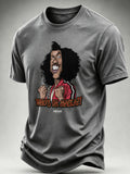 Sho'Nuff Cartoon Print Grey Men T‑Shirt