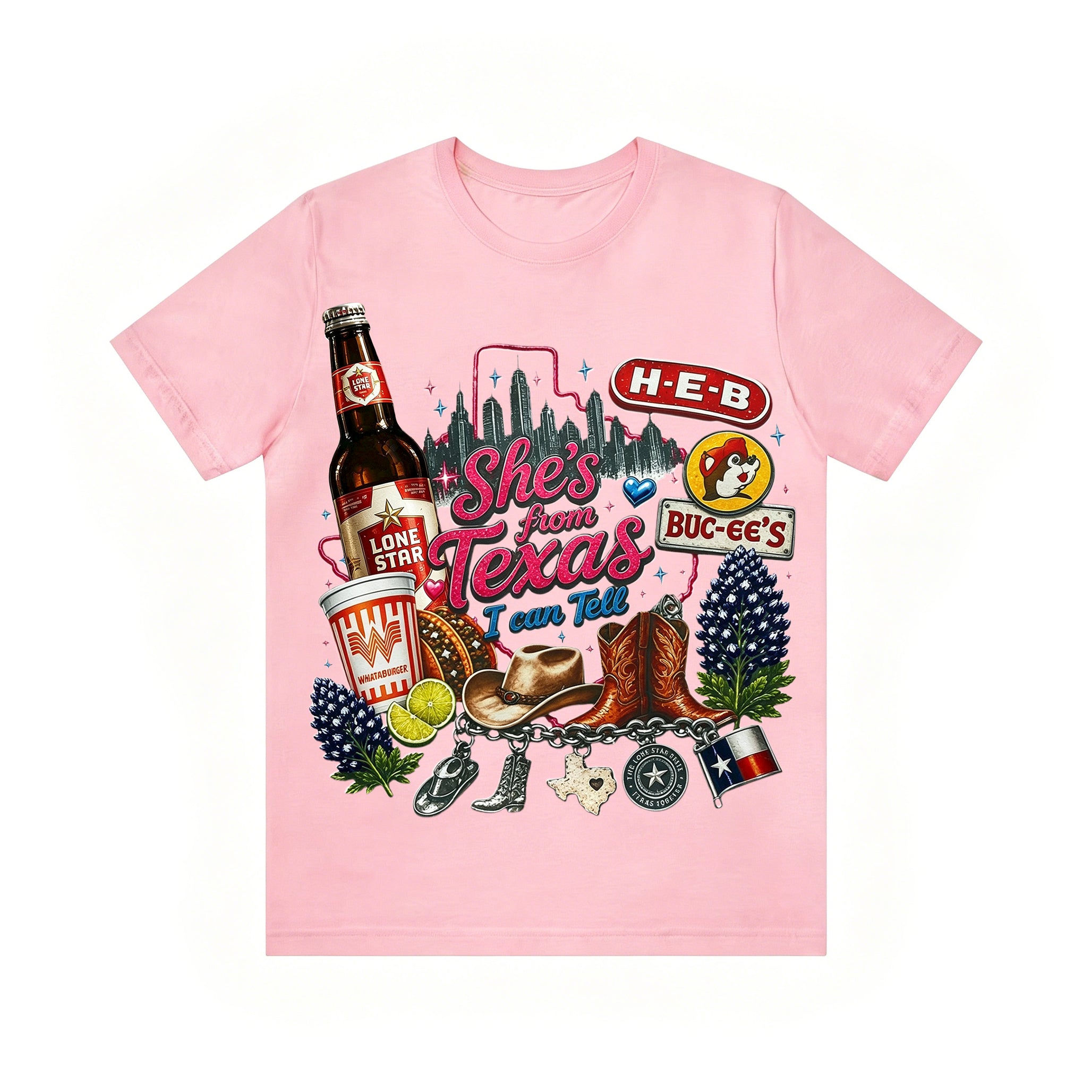 "She's From Texas I Can Tell" Cuffed-sleeve Texas Residents T-shirt