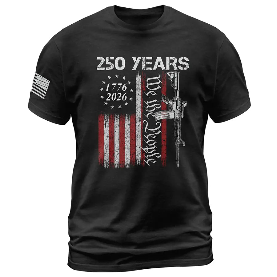 250 Years We The People T-Shirt – Vintage USA Flag 1776–2026 Independe