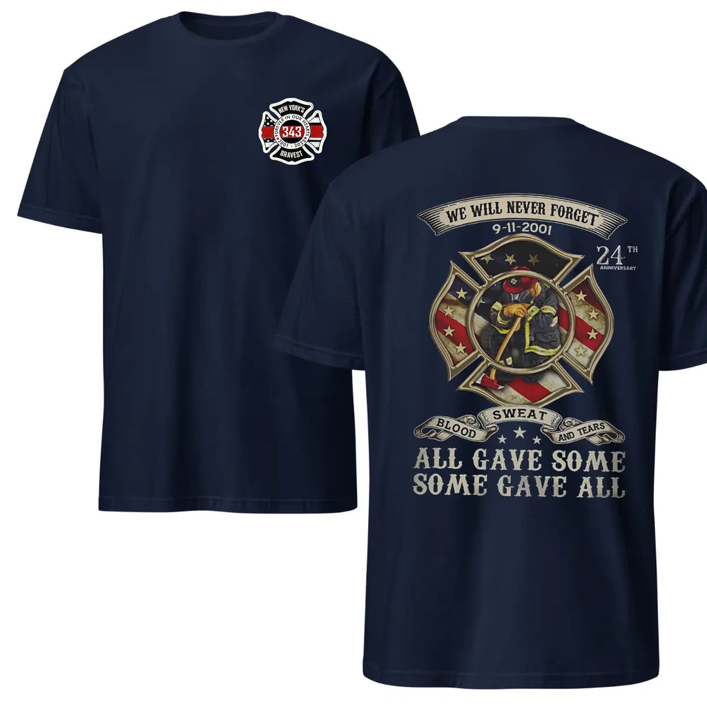 343 Firefighter Memorial T-Shirt, 9/11 Tribute Graphic Tee