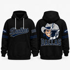 Retro City Football Mascot Graphic Hoodie With Front Pocket