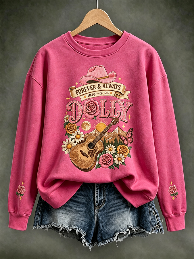 Women'S Commemorative Printed Round Neck Sweatshirt
