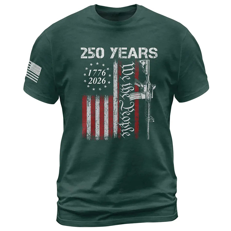 250 Years We The People T-Shirt – Vintage USA Flag 1776–2026 Independe