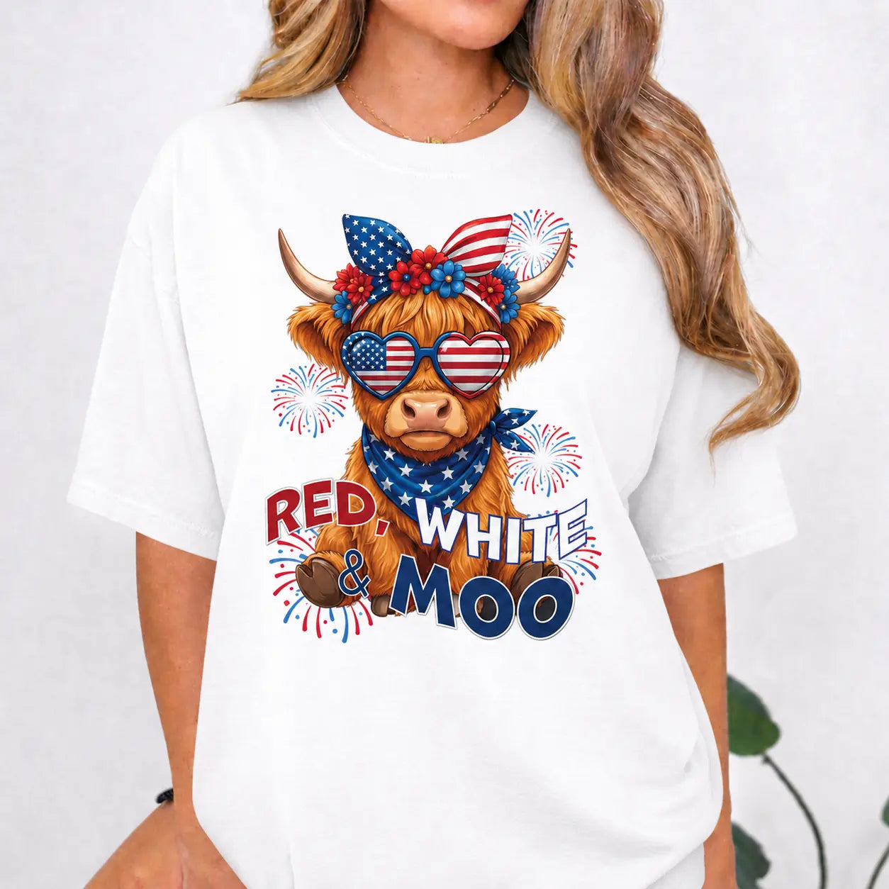 Red White & Moo Highland Cow T-Shirt