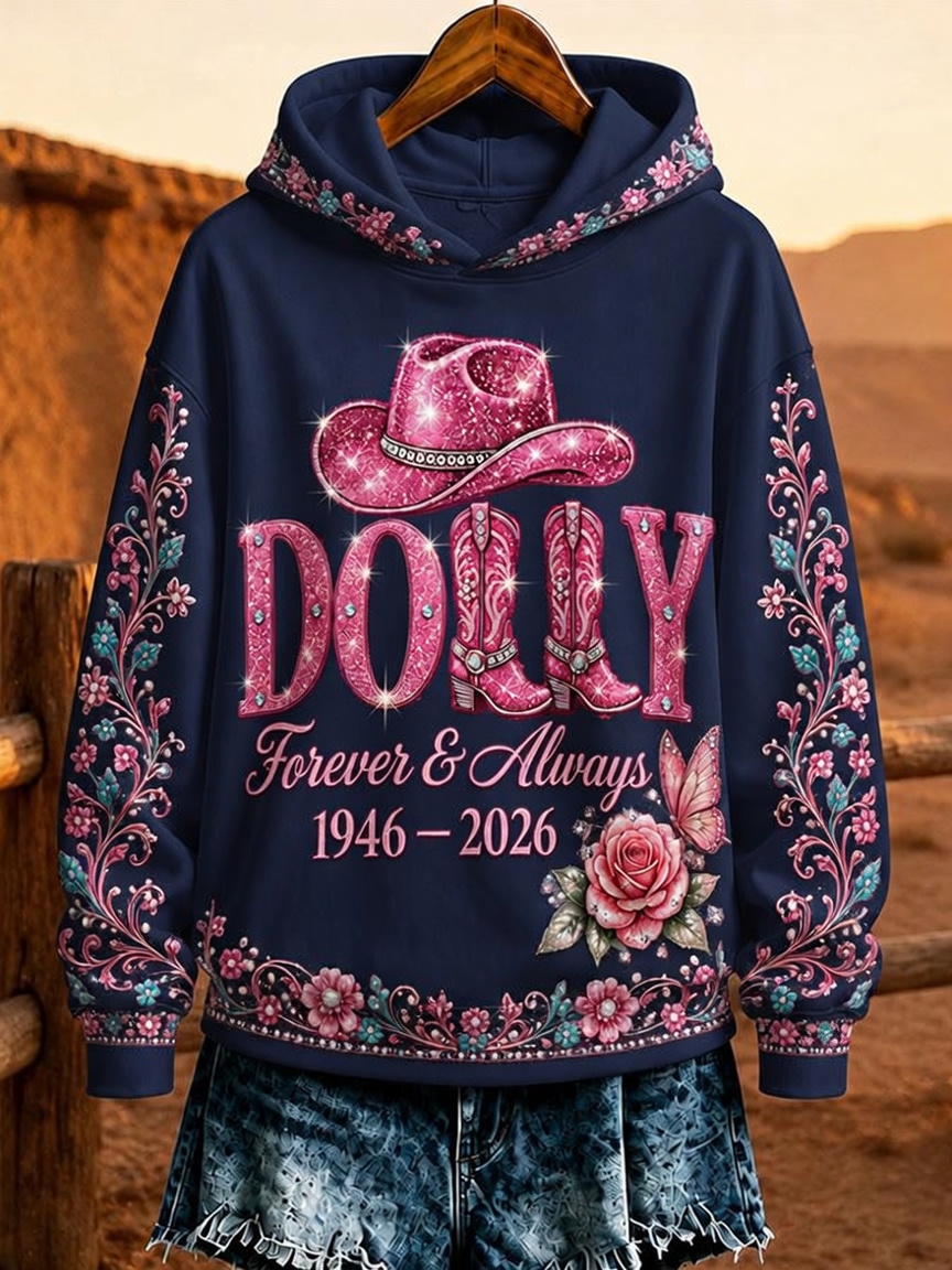 Women'S Rural Queen Commemorative Printed Long Sleeve Hoodie