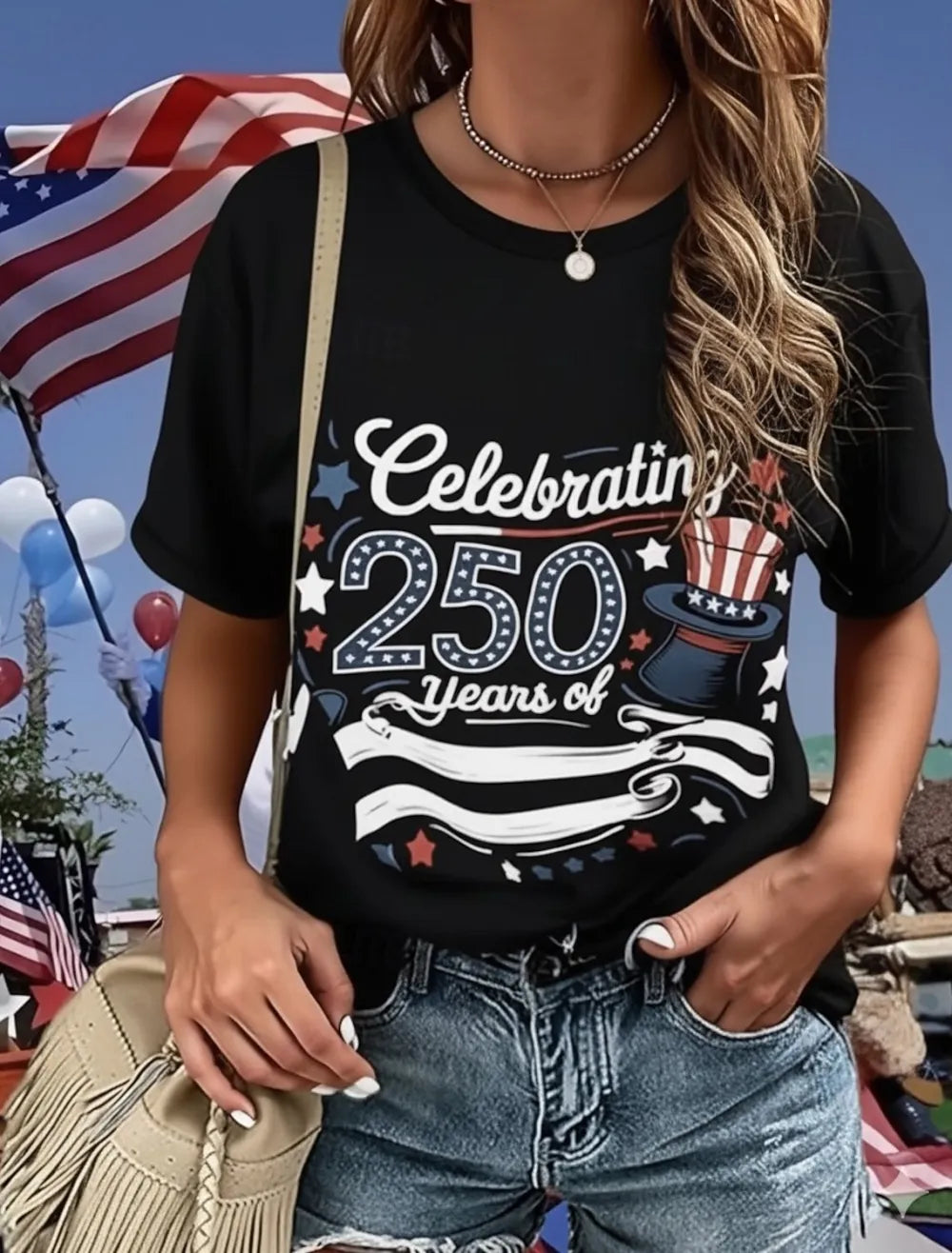 Women's Celebration of American Anniversary Awareness Patriot Printed T-shirt