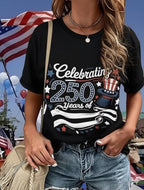 Women's Celebration of American Anniversary Awareness Patriot Printed T-shirt