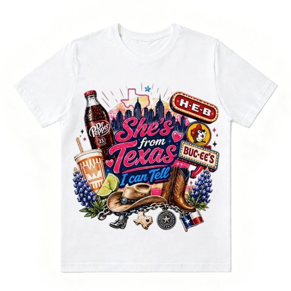 She's From Texas Tour Cowgirl And Soda Unisex Travel T-shirt