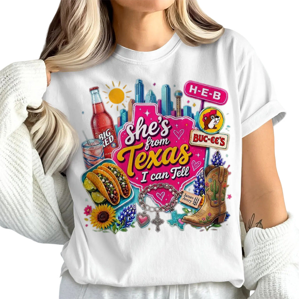 She's From Texas I Can Tell Unisex Cuffed-sleeve T-shirt