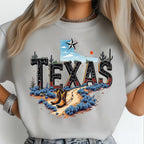 Texas Map State Wild West Cowboy Boots, Star Flag T-shirt