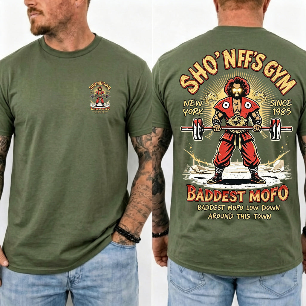 Sho' Nuff's Gym Double‑Sided Print T‑Shirt Retro Movie Graphic Tee