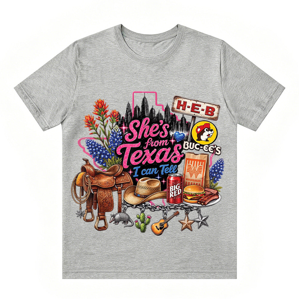 She's From Texas I Can Tell  Western Cowgirl T-shirt Texas Lover Gift