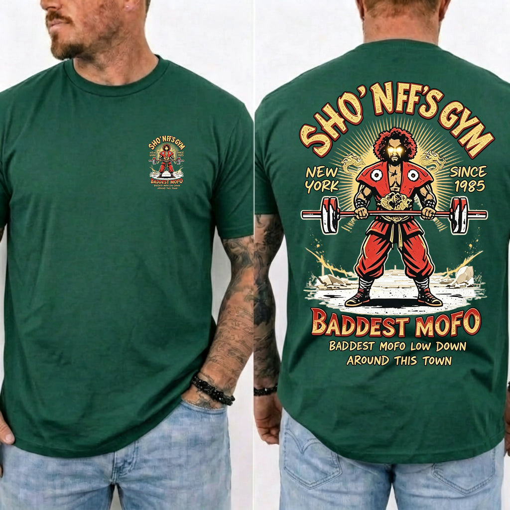 Sho' Nuff's Gym Double‑Sided Print T‑Shirt Retro Movie Graphic Tee