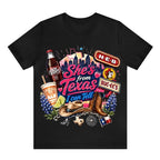 She's From Texas Tour Cowgirl And Soda Unisex Travel T-shirt