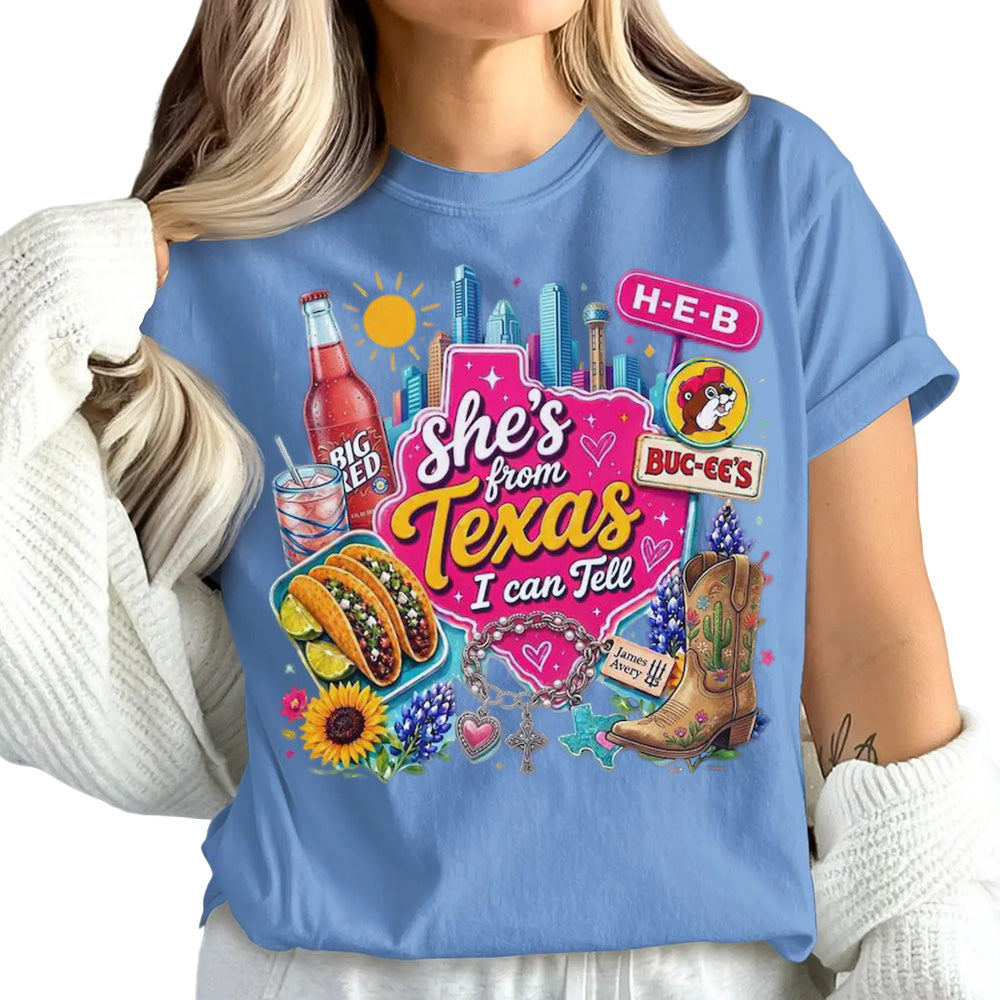 She's From Texas I Can Tell Unisex Cuffed-sleeve T-shirt