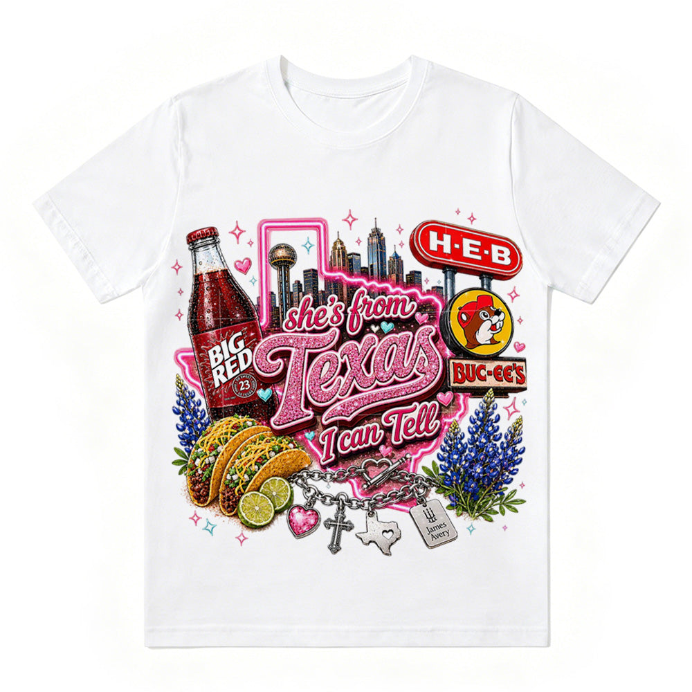 She's From Texas I Can Tell Unisex Travel T-shirt