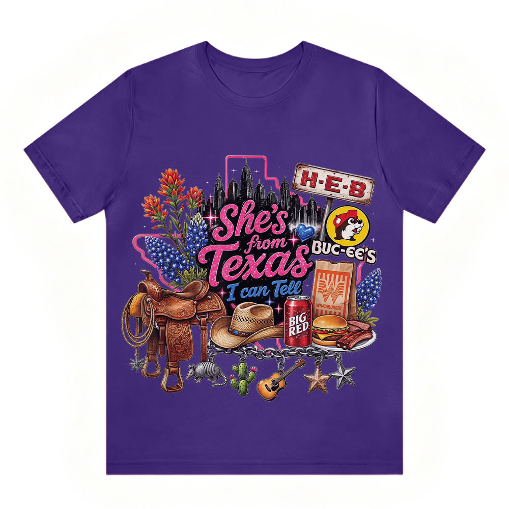 She's From Texas I Can Tell  Western Cowgirl T-shirt Texas Lover Gift