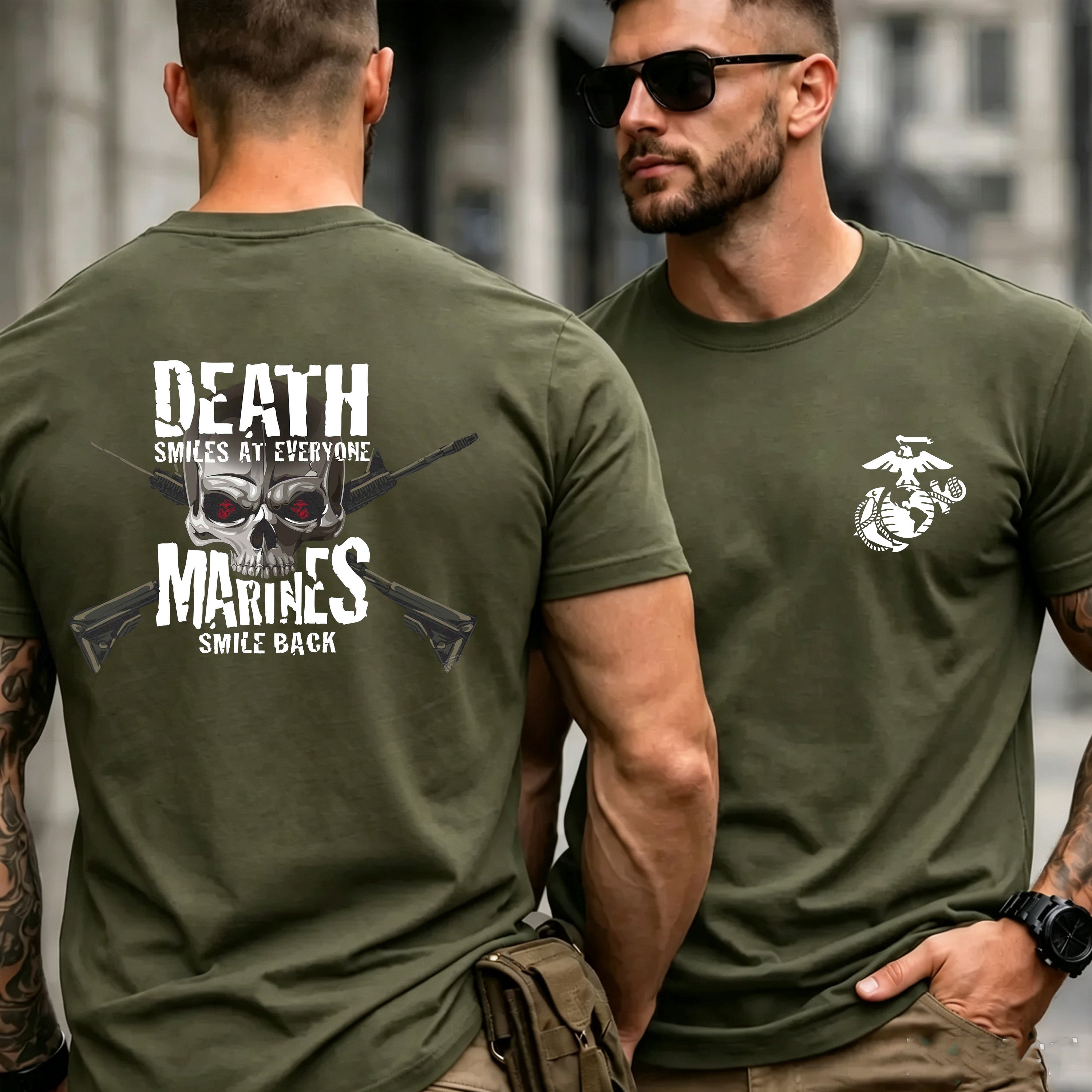 Marines Smile Back Skull T-shirt